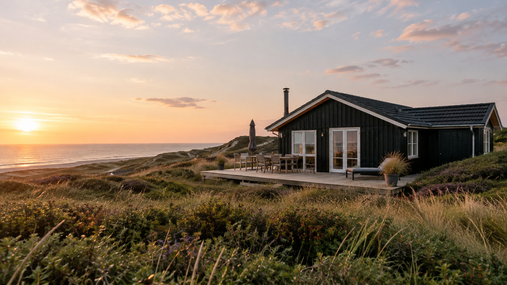 Dansk sommerhus i klitterne ved havet