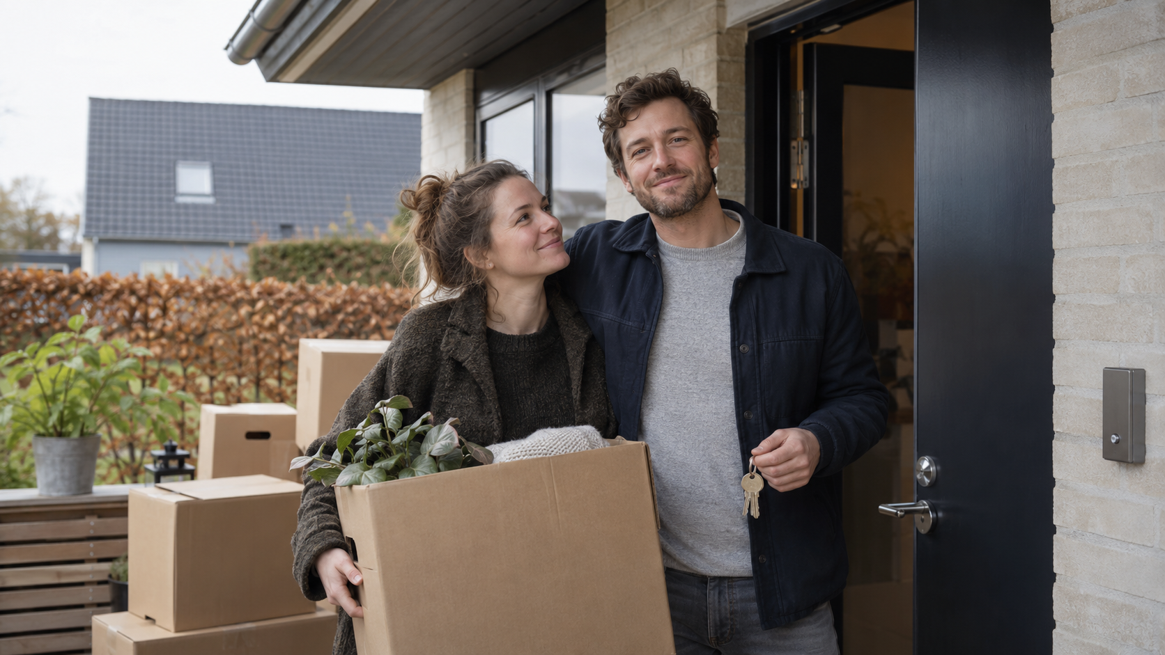 Førstegangskøbere foran deres bolig